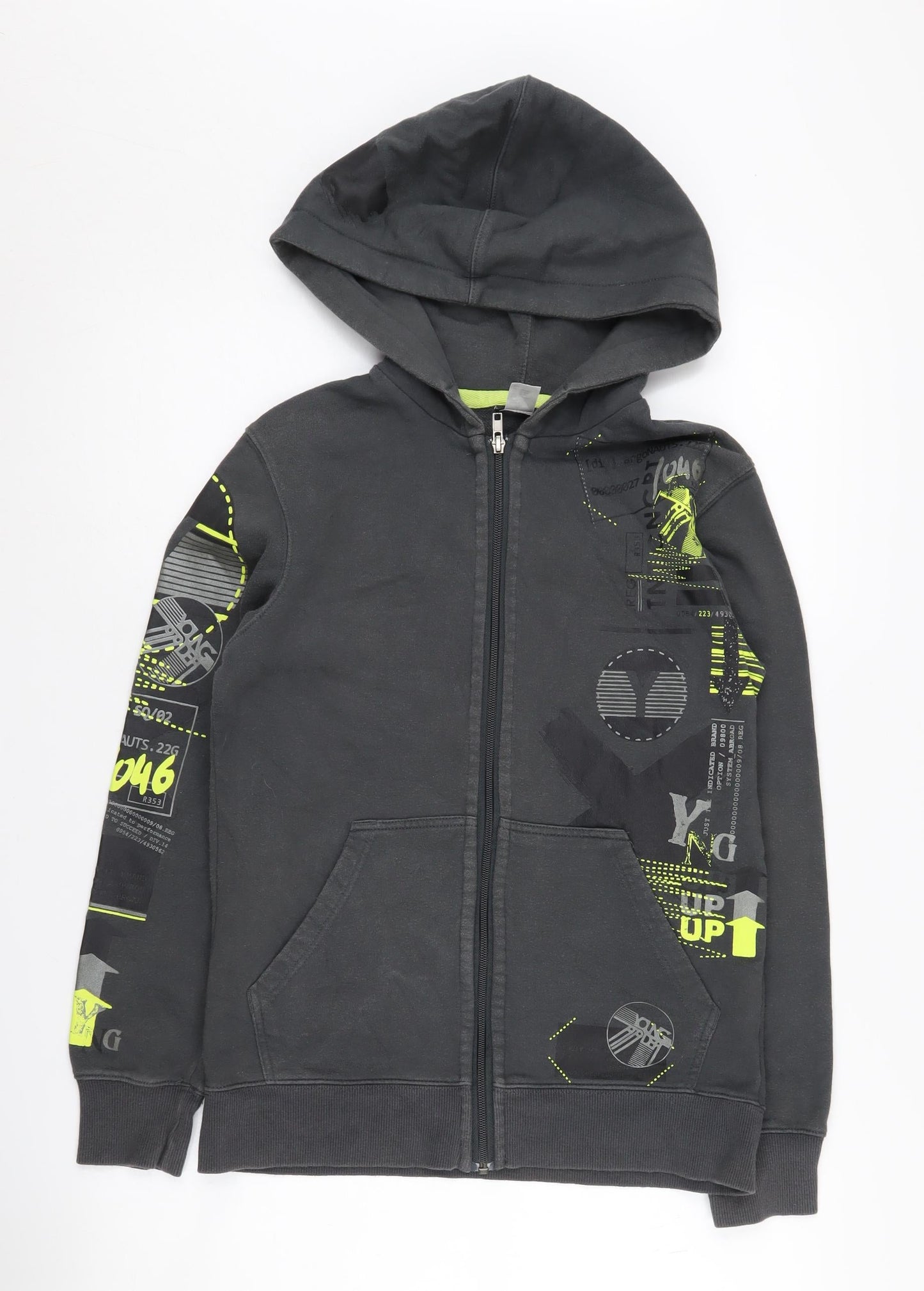 H&M Boys Black Graphic Full Zip Hoodie 12-14 Years