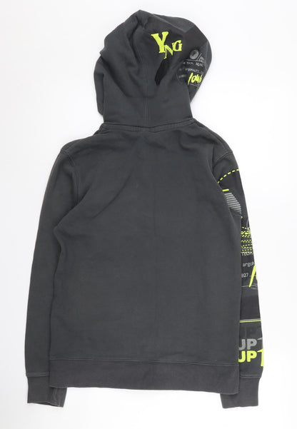 H&M Boys Black Graphic Full Zip Hoodie 12-14 Years