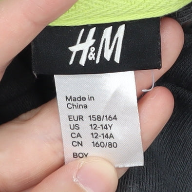 H&M Boys Black Graphic Full Zip Hoodie 12-14 Years