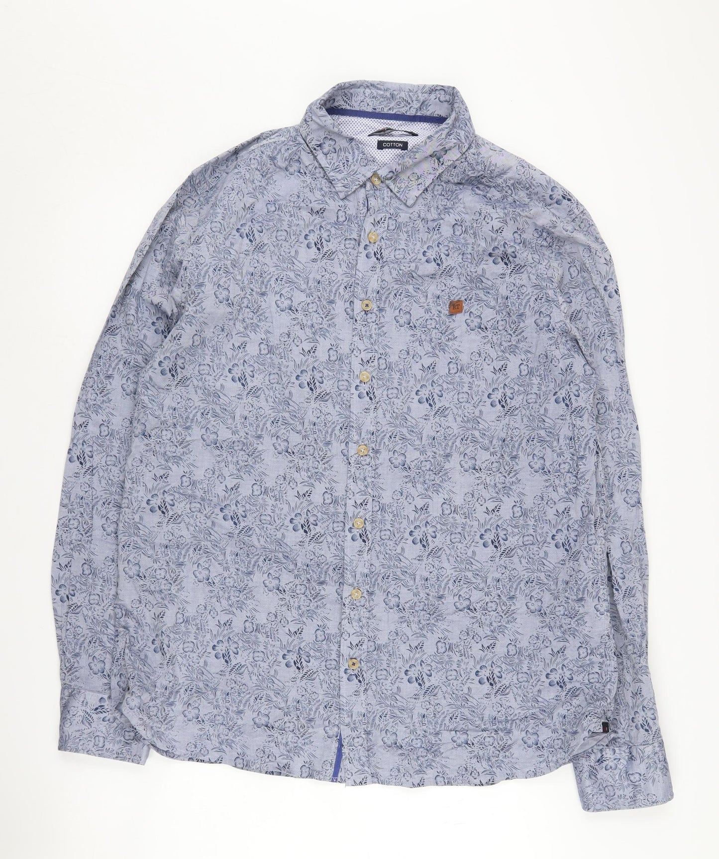 Roberto Torretta Men's Blue Floral XL Shirt