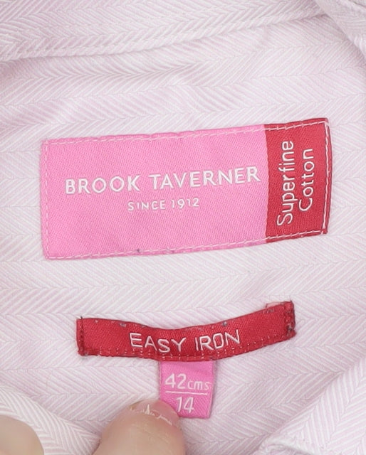 Brook Taverner Men's Pink Long Sleeve Button-Up Shirt