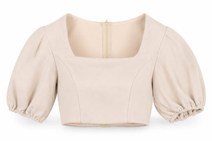 WANDERDOLL Women's Beige Cropped Top Size 10