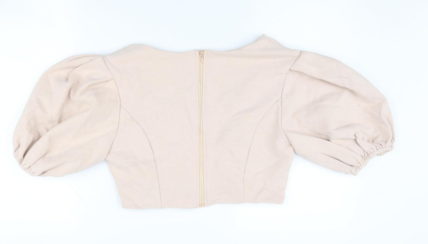 WANDERDOLL Women's Beige Cropped Top Size 10