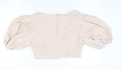 WANDERDOLL Women's Beige Cropped Top Size 10