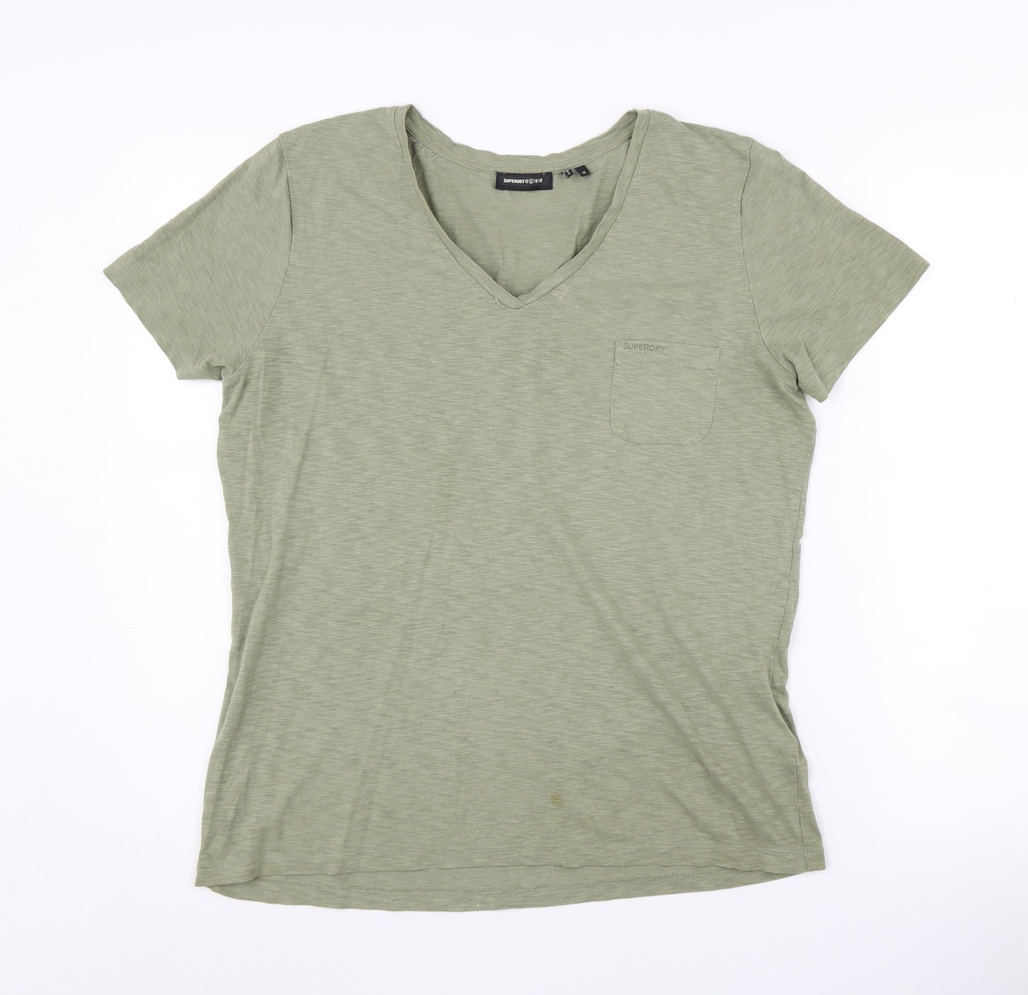 Womens UK Size 12 Superdry Green Basic T-Shirt