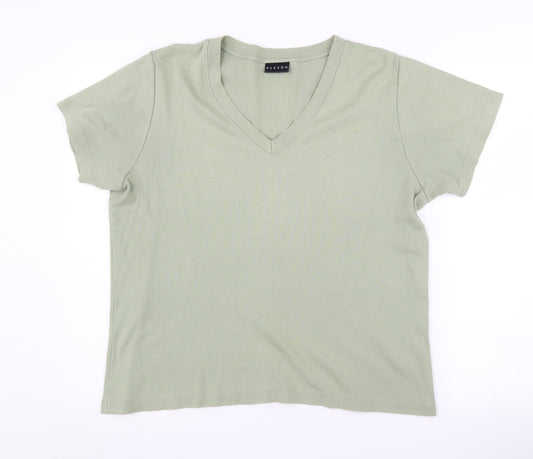 Alexon Women's Green Basic V-Neck T-Shirt Size 18