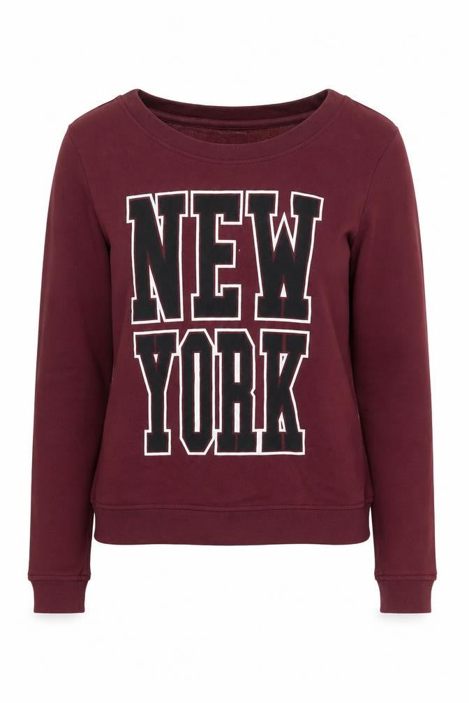 Front view of Jacqueline de Yong Women's Red Pullover Sweatshirt S