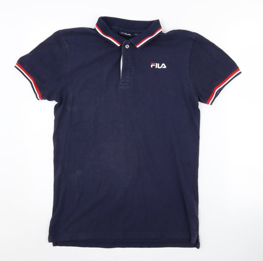 Fila Men's Blue Polo Shirt Size S Short Sleeve Logo