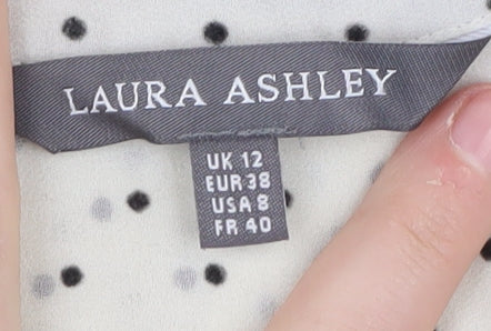 Laura Ashley Women's White Polka Dot Blouse UK 12