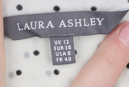 Laura Ashley Women's White Polka Dot Blouse UK 12