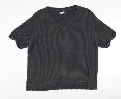 Fat Face Women's Black V-Neck Knit Pullover M