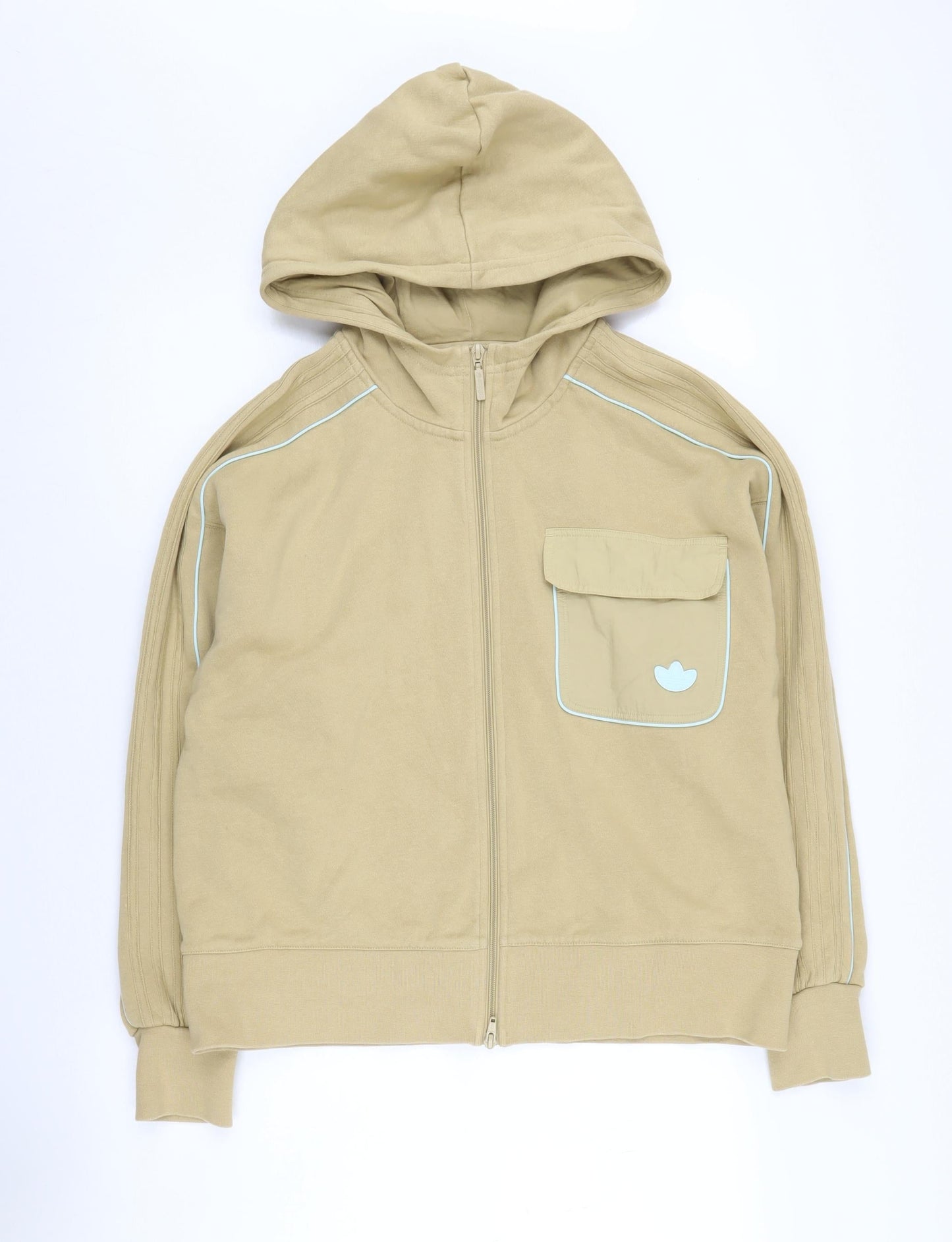 Adidas Women's Beige Full Zip Hoodie, Size 8