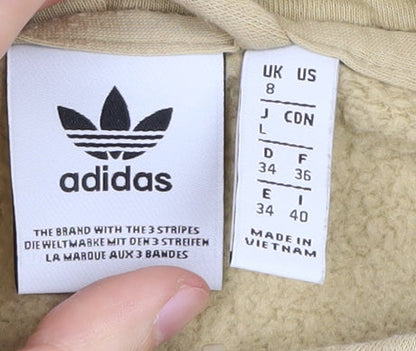 Adidas Women's Beige Full Zip Hoodie, Size 8