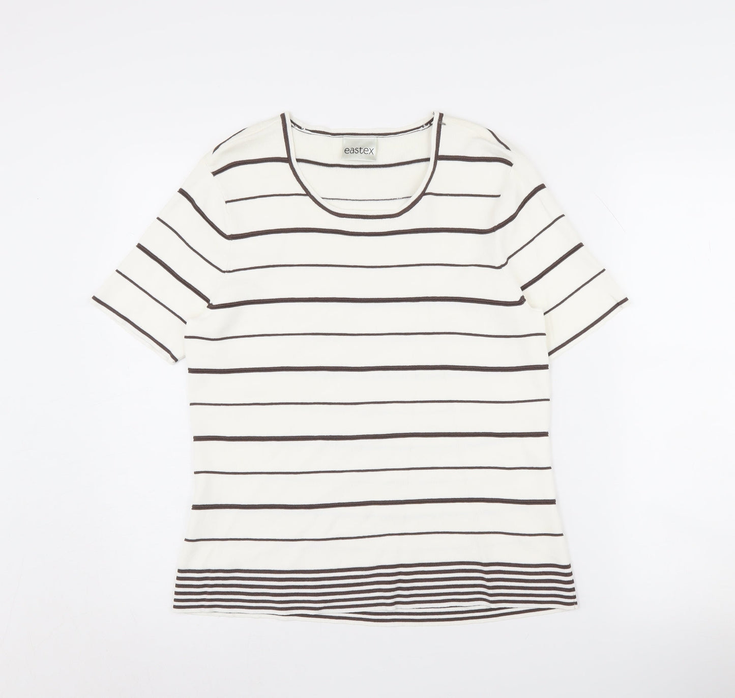 Eastex Women's White Striped Jumper Size 12