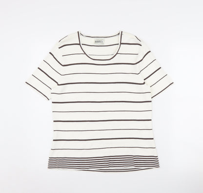 Eastex Women's White Striped Jumper Size 12
