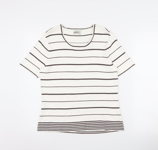 Eastex Women's White Striped Jumper Size 12