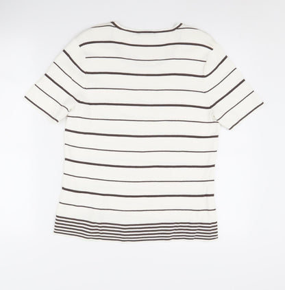 Eastex Women's White Striped Jumper Size 12