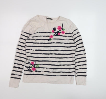 Brax Women's Multicoloured Embroidered Long Sleeve Top