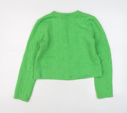 Zara Women's Green Sweatshirt - Small, Crew Neck, Casual