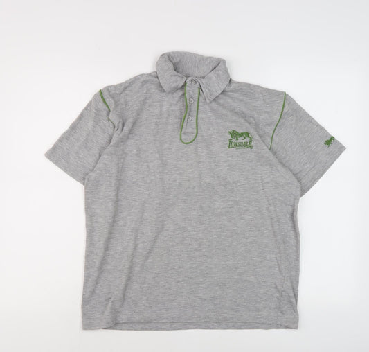Lonsdale Men's Grey Polo Shirt - Size L - Casual Sporty