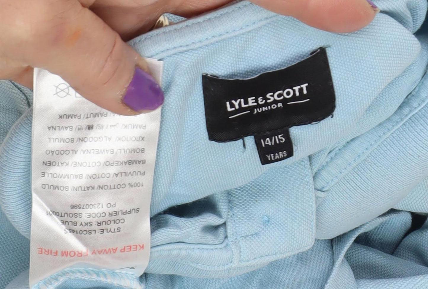 Lyle & Scott Teens Blue Polo Shirt, Size 14