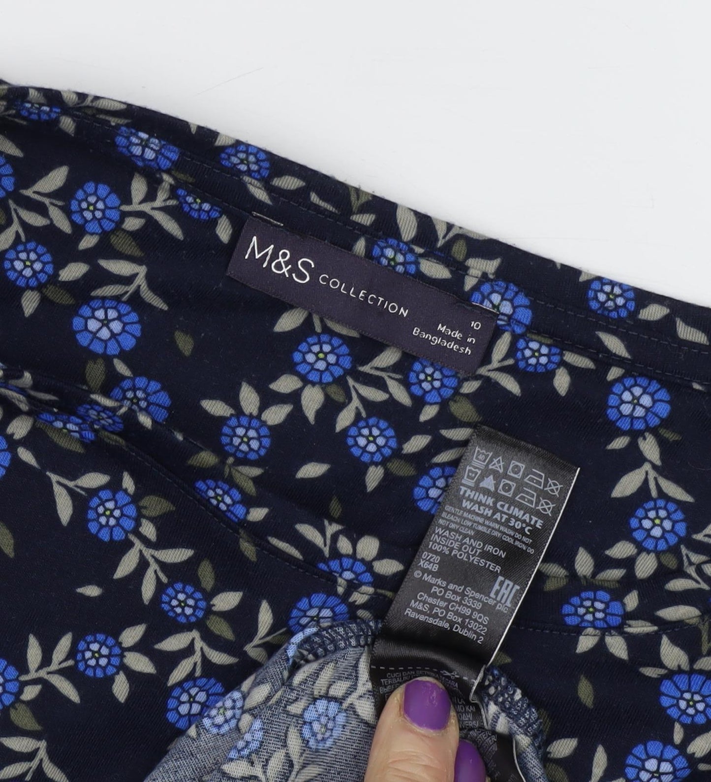 Womens UK Size 10 Marks and Spencer Blue Basic Blouse