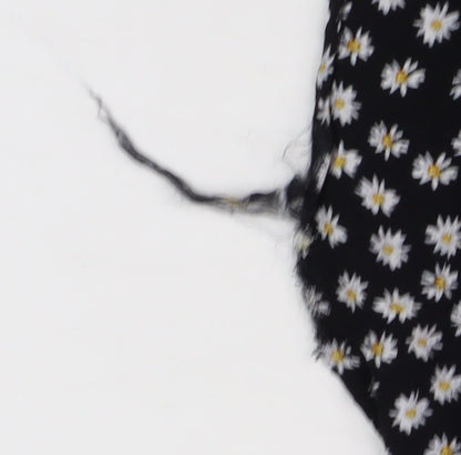 Zara Women's Black Floral A-Line Skirt Size M