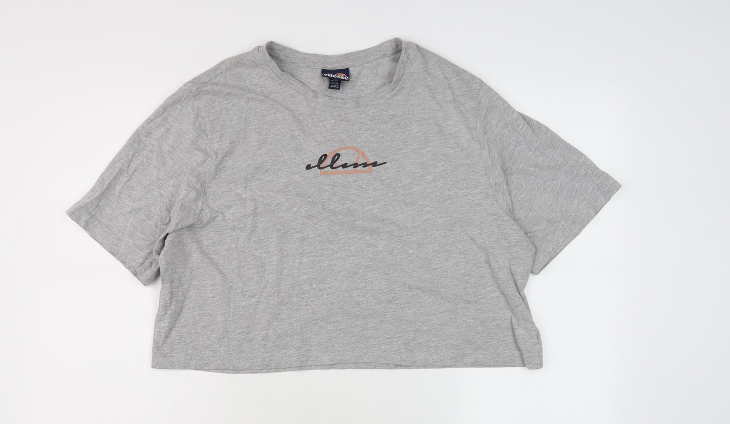 Womens UK Size 10 ellesse Grey Cropped T-Shirt