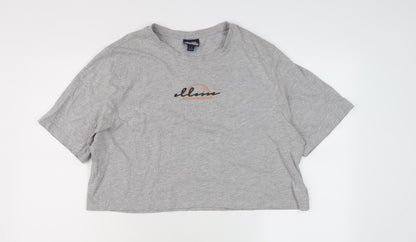Womens UK Size 10 ellesse Grey Cropped T-Shirt