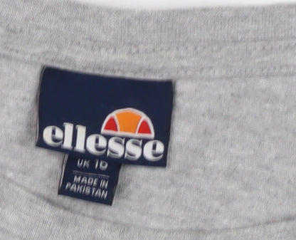 Womens UK Size 10 ellesse Grey Cropped T-Shirt