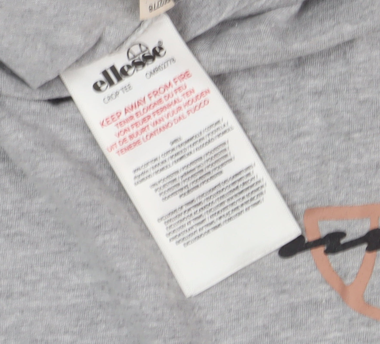 Womens UK Size 10 ellesse Grey Cropped T-Shirt