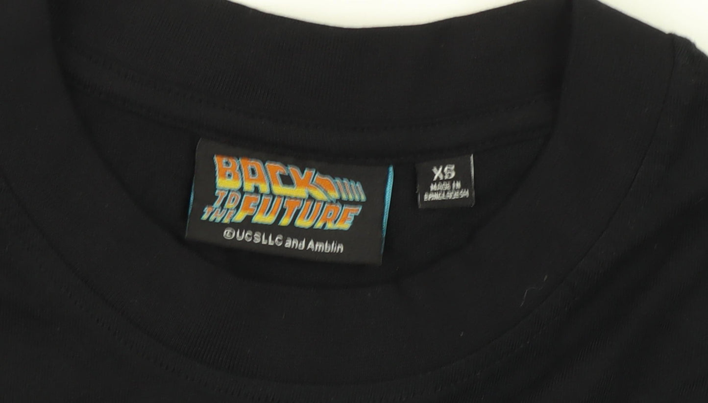 Mens UK Size XS Back to the Future Black  T-Shirt