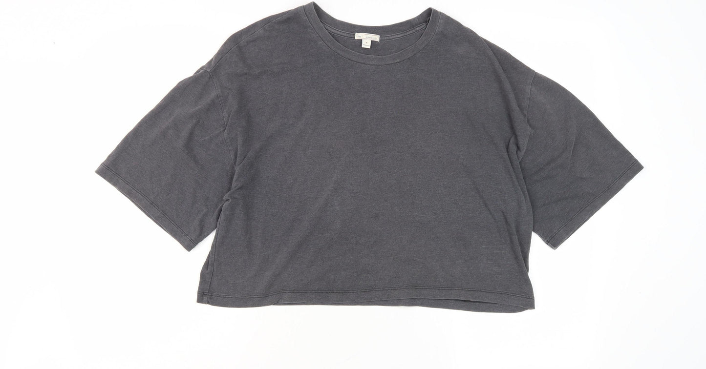 Womens UK Size M No Data Grey Basic T-Shirt