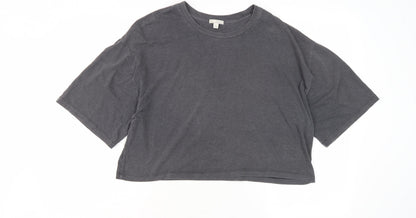 Womens UK Size M No Data Grey Basic T-Shirt