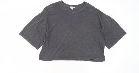 Womens UK Size M No Data Grey Basic T-Shirt