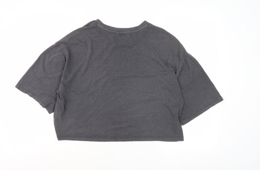 Womens UK Size M No Data Grey Basic T-Shirt