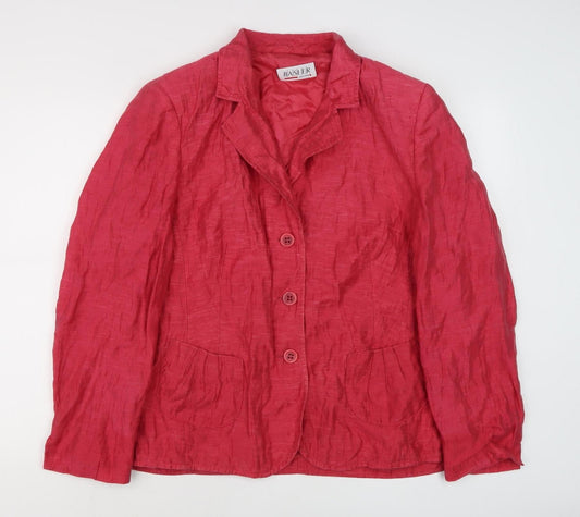Basler Womens Red Linen Blazer Jacket Size 16
