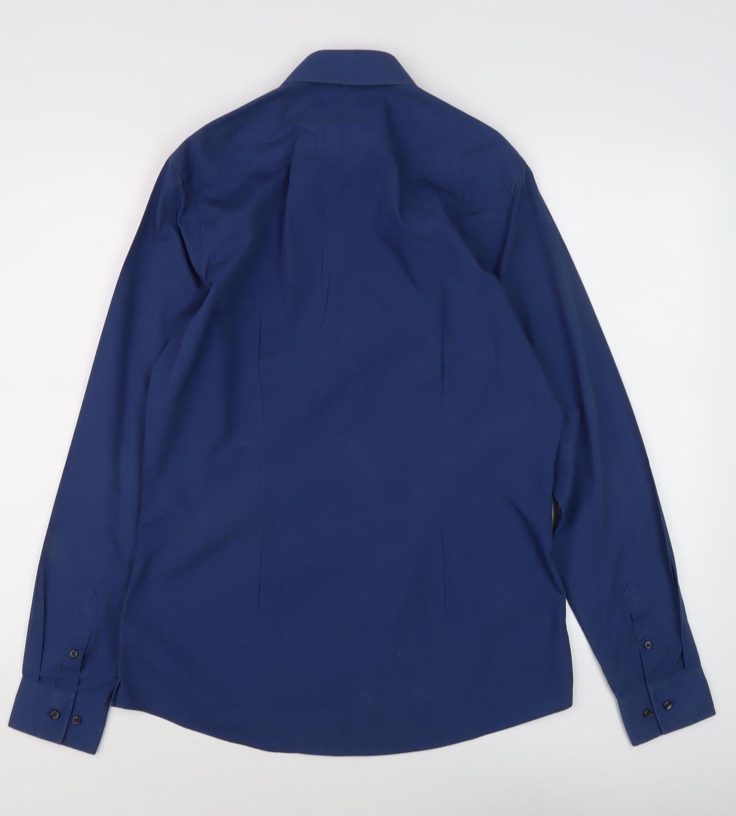 Mens UK Collar Size 15 Slim NEXT Smart Blue  Dress Shirt
