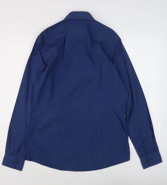 Mens UK Collar Size 15 Slim NEXT Smart Blue  Dress Shirt