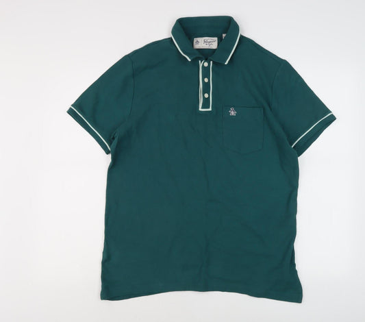 Penguin Men's Green Short Sleeve Polo, Size M