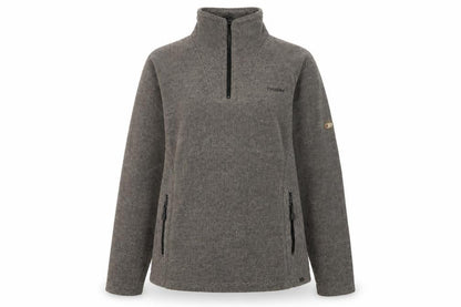 Front view of Trespass Grey Henley Sweatshirt unisex l 1/4 zip