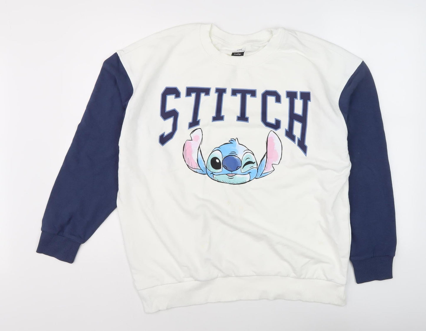 George Women's White Stitch Sweatshirt Size L