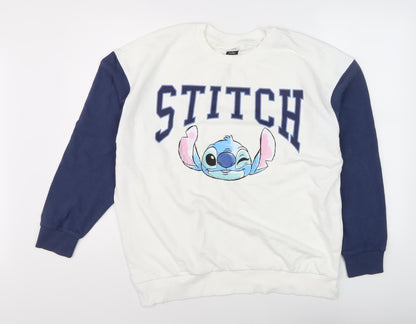 George Women's White Stitch Sweatshirt Size L