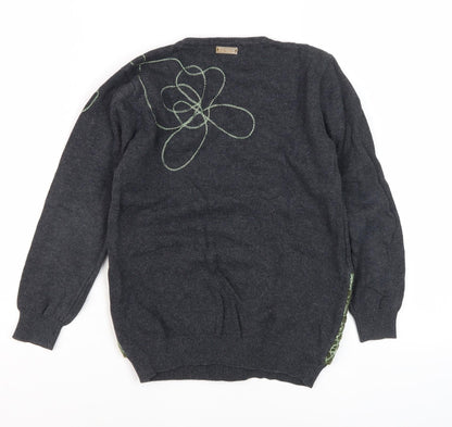 BANIM Girls Black Pullover Sweatshirt 8 Years with Embroidery