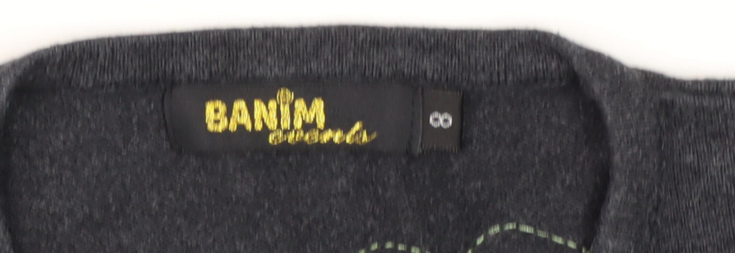 BANIM Girls Black Pullover Sweatshirt 8 Years with Embroidery