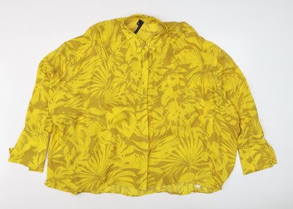 Womens UK Size 18 Topshop Yellow Basic Blouse