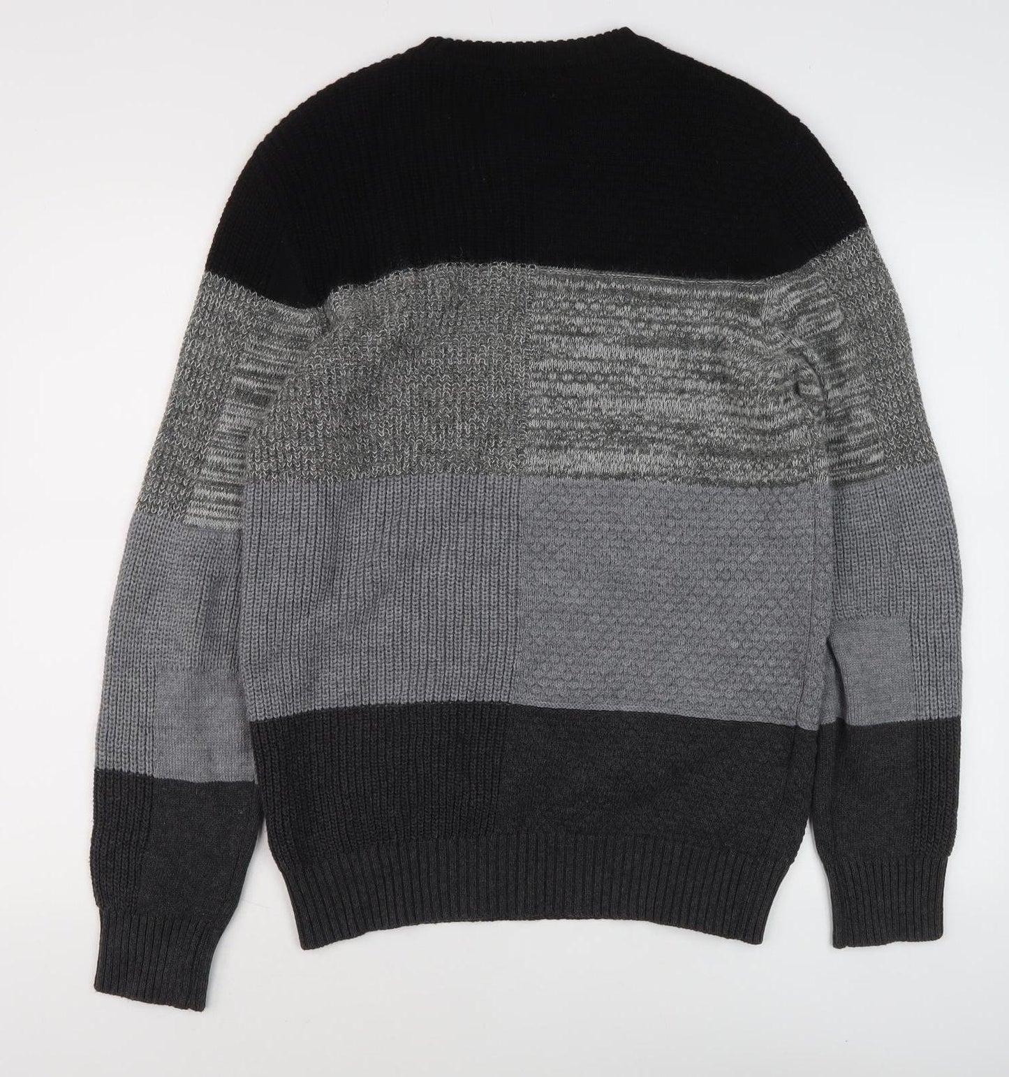 Diesel Men's Black Grey Pullover Jumper, Size S, Striped