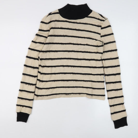 Womens UK Size 2 Zara Beige Pullover Jumper