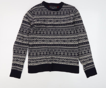 H&M Men’s Blue Fair Isle Wool Jumper, M, Winter