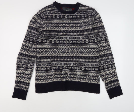 H&M Men’s Blue Fair Isle Wool Jumper, M, Winter